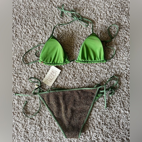 HANNE BLOCH green/ gold triangle bikini set size small - Picture 3 of 5